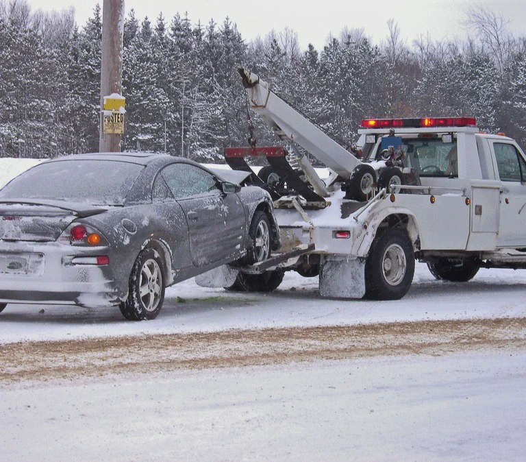 Odholowywanie auta zimą
